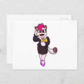 Carte Postale Chat comme secrétaire avec Bloc-notes (Devant / Derrière)