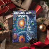 Carte Postale Chat contemplant un ciel étoilé à minuit