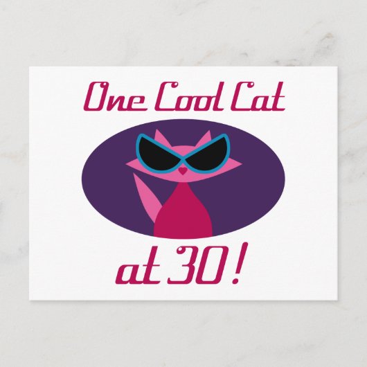 Carte Postale Chat cool 30e anniversaire (Devant)