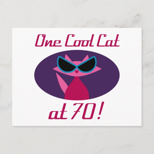Carte Postale Chat Cool 70e Anniversaire (Devant)