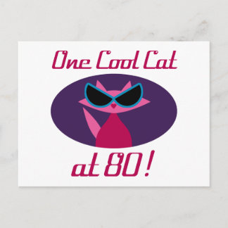 Carte Postale Chat cool 80e anniversaire