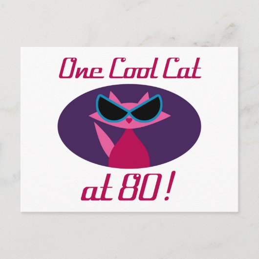 Carte Postale Chat cool 80e anniversaire (Devant)