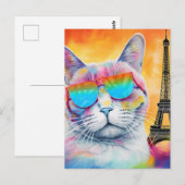 Carte Postale Chat cool à Paris (Devant / Derrière)