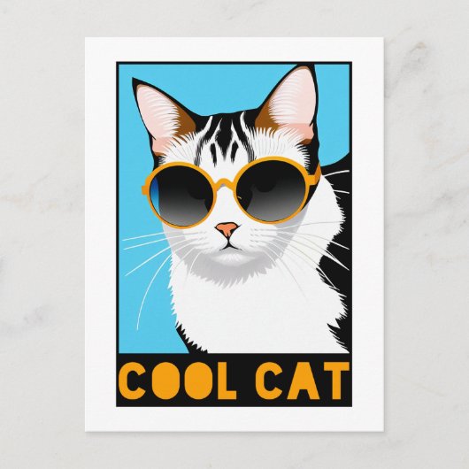 Carte Postale Chat Cool amusant (Devant)