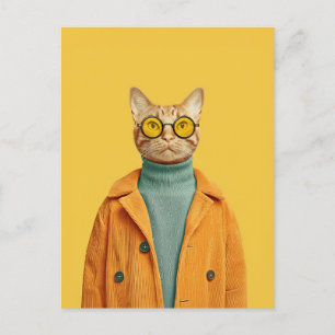 Carte Postale Chat cool en style