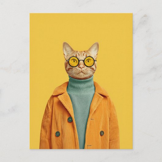 Carte Postale Chat cool en style (Devant)