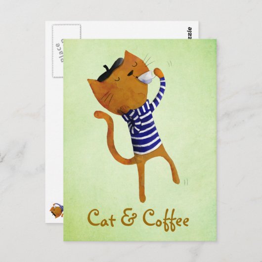 Carte Postale Chat Cool français (Devant / Derrière)