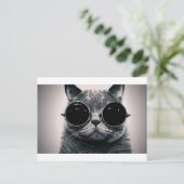 Carte Postale chat cool kat kool avec des ombres (Debout devant)