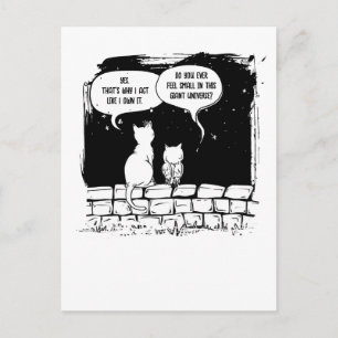 Carte Postale Chat Cosmique Perspective Art de Chat Drôle