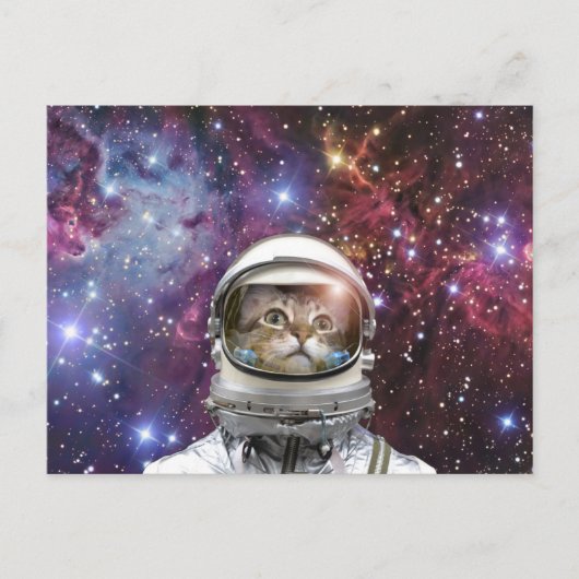 Carte Postale Chat Cosmonaut (Devant)