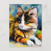 Carte Postale Chat couché, aquarelle - (Devant)