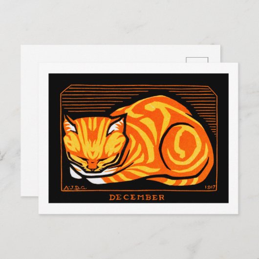 Carte Postale Chat couché, Julie de Graag (Devant / Derrière)