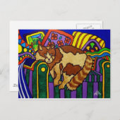 Carte Postale Chat couché par Piliero (Devant / Derrière)