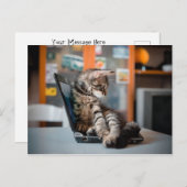 Carte Postale Chat couché sur le Carnet (Devant / Derrière)
