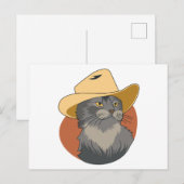 Carte Postale Chat Cowboy (Devant / Derrière)