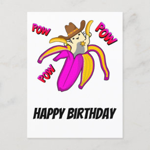 Carte Postale Chat Cowboy avec pistolets à banane et Sheriff Sta