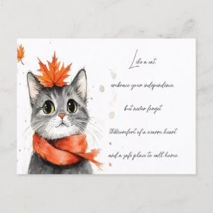 Carte Postale Chat Cozy dans une Écharpe