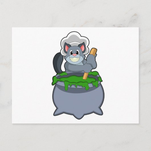 Carte Postale Chat cuisinier avec potion magique (Devant)