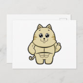Carte Postale Chat culturiste avec tablette de chocolat (Devant / Derrière)