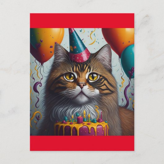 Carte Postale chat d'anniversaire (Devant)