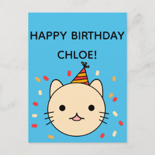 Carte Postale Chat d'anniversaire   Chat Beige Bonne Salutation 