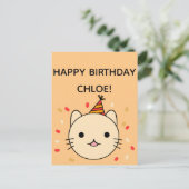 Carte Postale Chat d'anniversaire | Chat beige Joyeux anniversai (Debout devant)