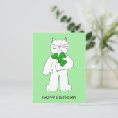 Carte Postale Chat d'anniversaire de la Saint-Patrick avec trèfl (Debout devant)