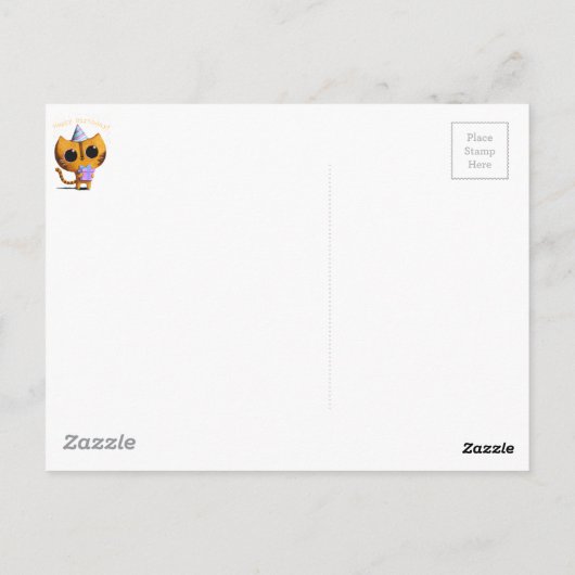 Carte Postale Chat d'anniversaire mignon (Dos)