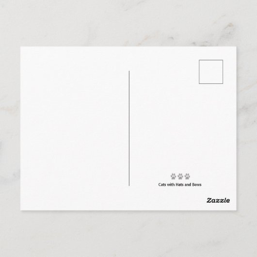 Carte Postale Chat d'Anniversaire Noir Joyeux avec Cravate Bleu  (Dos)