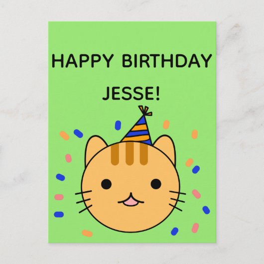 Carte Postale Chat d'anniversaire | Orange Chat Bonne Salutation (Devant)