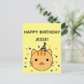 Carte Postale Chat d'anniversaire | Orange Chat Joyeux Anniversa (Debout devant)