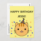 Carte Postale Chat d'anniversaire | Orange Chat Joyeux Anniversa (Devant / Derrière)