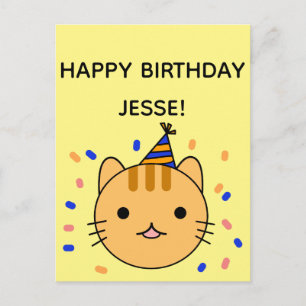 Carte Postale Chat d'anniversaire   Orange Chat Joyeux Anniversa