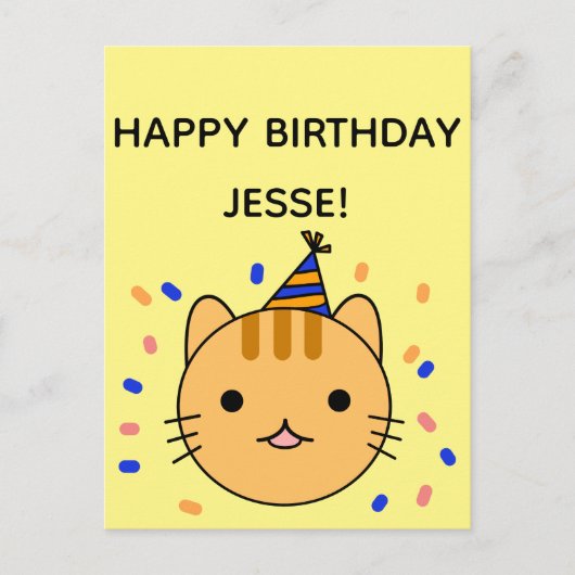 Carte Postale Chat d'anniversaire | Orange Chat Joyeux Anniversa (Devant)