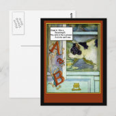 Carte Postale Chat dans la marionnette avec ABC (Devant / Derrière)
