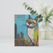 Carte Postale Chat dans la ville Collage (Debout devant)