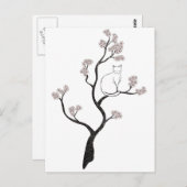 Carte Postale Chat dans l'arbre en fleurs de cerisiers (Devant / Derrière)