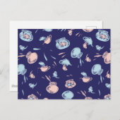 Carte Postale Chat Dans Le Casquette | Le Motif du poisson (Devant / Derrière)