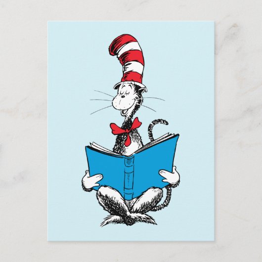 Carte Postale Chat dans le Chapeau Lecture (Devant)