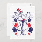 Carte Postale Chat dans le Chapeau | Lecture de livres (Devant / Derrière)