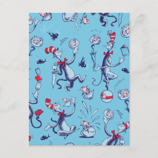 Carte Postale Chat dans le Chapeau | Motif Bleu (Devant)