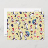 Carte Postale Chat dans le Chapeau | Motif Jaune (Devant / Derrière)