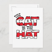 Carte Postale Chat dans le Chapeau | Texte rayé rouge et blanc (Devant / Derrière)