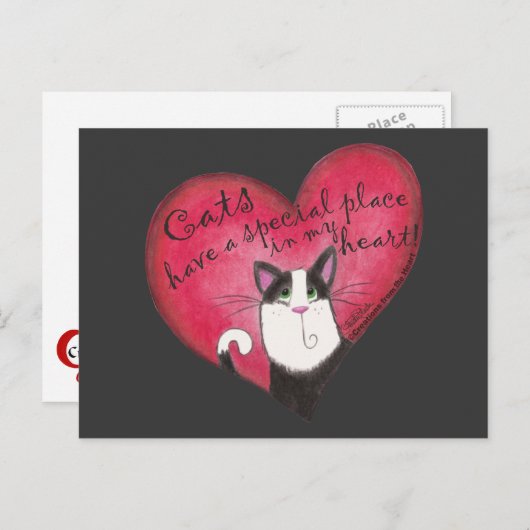 Carte Postale Chat dans le coeur (Devant / Derrière)