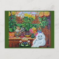 Chat dans le Garden Room par Louis Wain Card