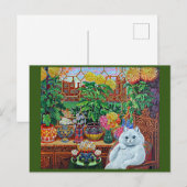 Carte Postale Chat dans le Garden Room par Louis Wain Card (Devant / Derrière)