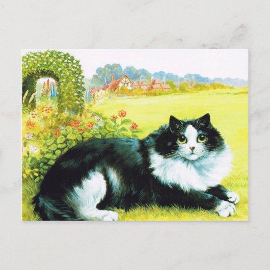 Carte Postale Chat dans le Jardin aux Fleurs, Louis Wain (Devant)
