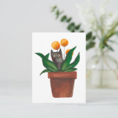 Carte Postale Chat dans le pot de fleurs (Debout devant)