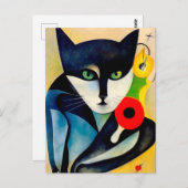 Carte Postale Chat dans le style de l'art moderne classique. (Devant / Derrière)
