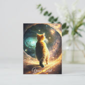 Carte Postale Chat dans le trou spatial. (Debout devant)
